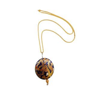 Vintage Double-Sided Dragon Design Cloisonné Pendant Necklace (A8704)
